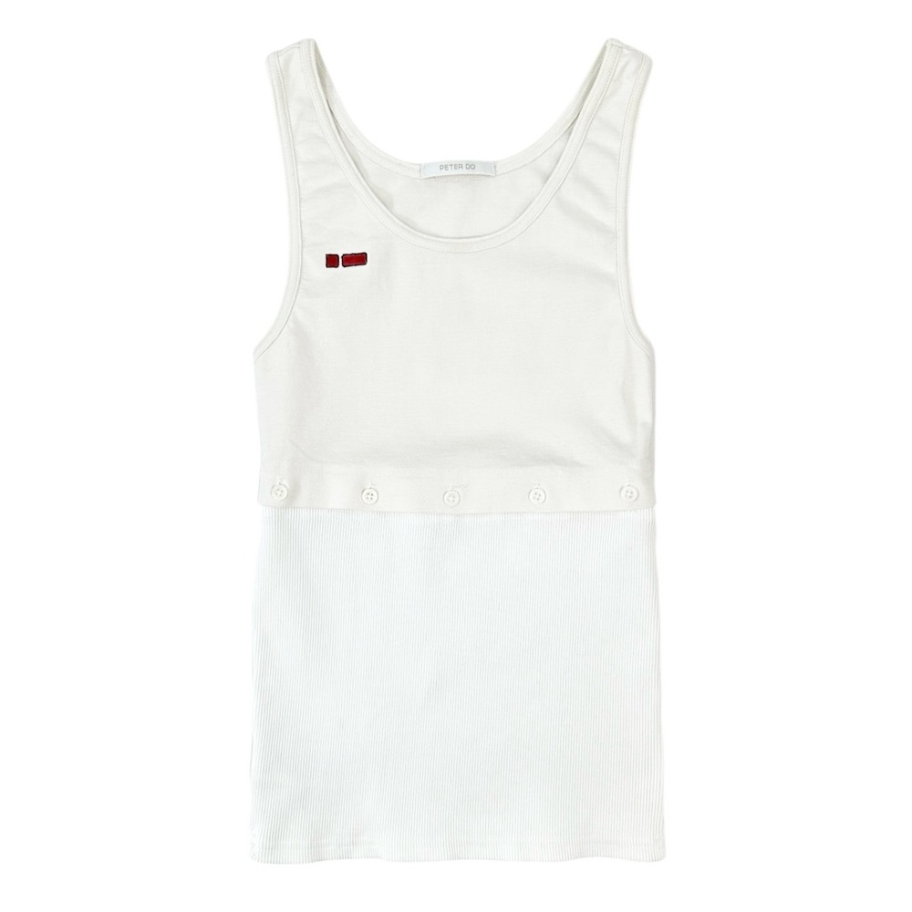 Peter Do White Mixed Material Ribbed Cotton Tank Top Crop Top sz M